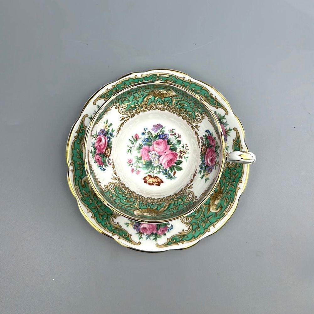 Vintage Coalport "MONTROSE Green" Tea Cup with Saucer Porcelain England - Picture 3 of 14